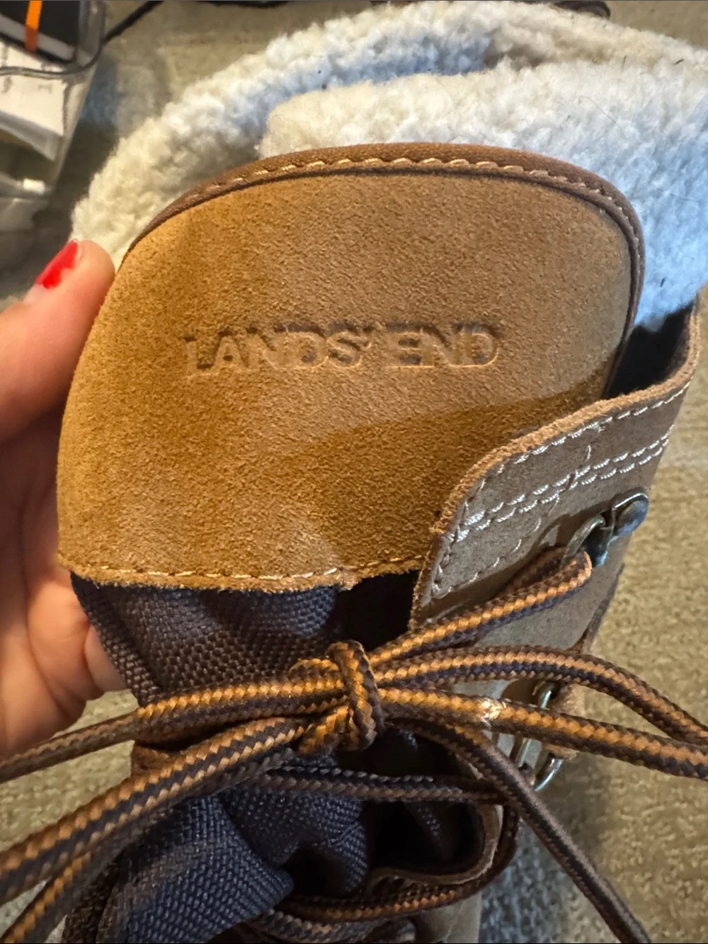 Lands' End Brown and Black Lace-Up Waterproof Winter Boots